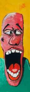 Materials used: Acryl, oil pastel, posca, bic pen, red ink pen, permanent marker on canvas